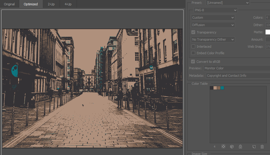 The same image as before, with a darker palette, and the same blue colour.