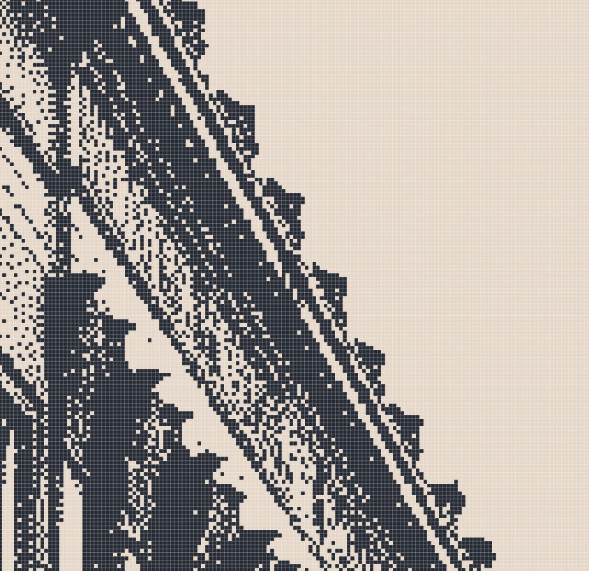 A section of a two-tone dithered image.