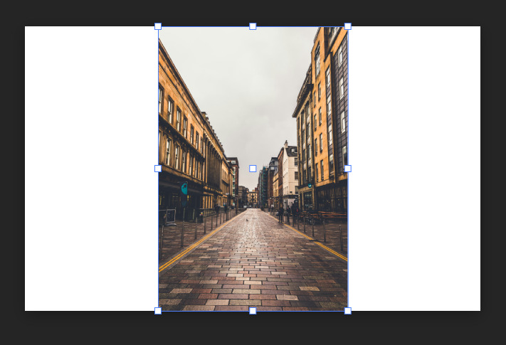 The image imported on the canvas. The image only covers a vertical section in the centre.